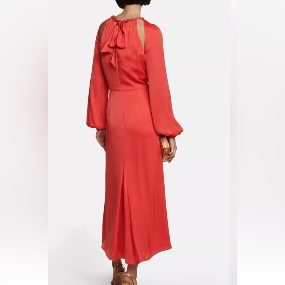 Veronica Beard silk blend, chain detail midi dress, sz 0, new, watermelon color - Picture 2 of 13